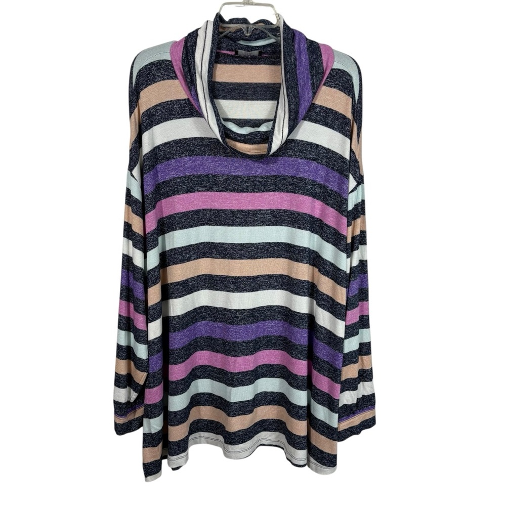 Lane Bryant Cowl Neck Colorful Plush Stretch Knit Long Sleeve Sweater Top 26/28